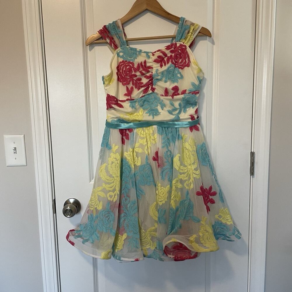 Colorful Dance Recital Dress Prom Homecoming Party Dance Costume Floral Girly - Picture 2 of 13
